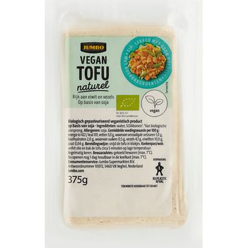 Foto van Jumbo lekker veggie biologische naturel tofu 375g