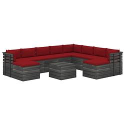 Foto van Vidaxl 11-delige loungeset pallet met kussens massief grenenhout