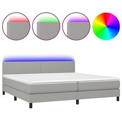 Foto van The living store boxspring lichtgrijs - bed 203x200x78/88cm - led - pocketvering matras - huidvriendelijk topmatras -