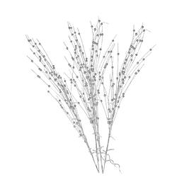 Foto van 2x stuks glitter tak zilver 76 cm decoratie kunstbloemen/kunsttakken met warm witte led lichtjes - kunstbloemen