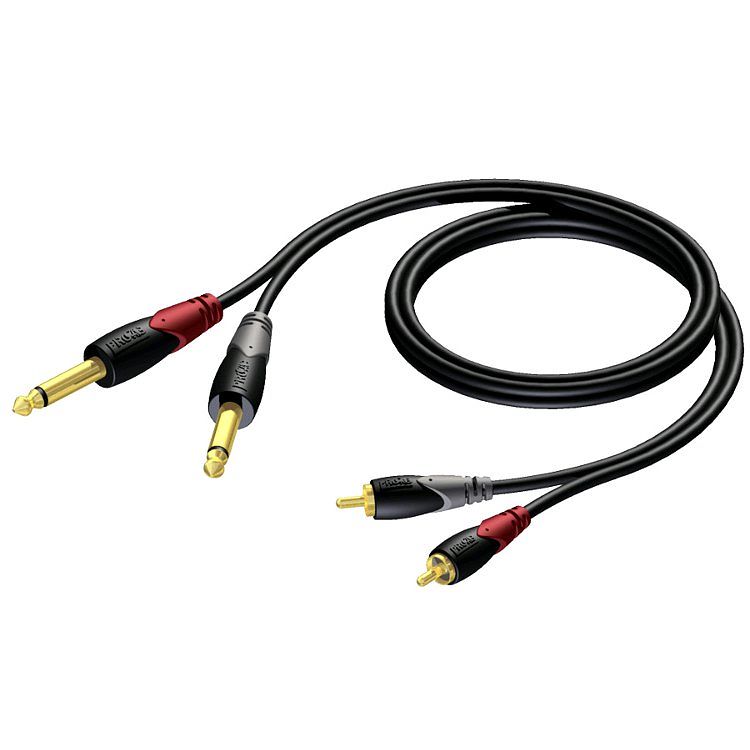 Foto van Procab cla631 classic 2x rca - 2x jack verloopkabel 3m