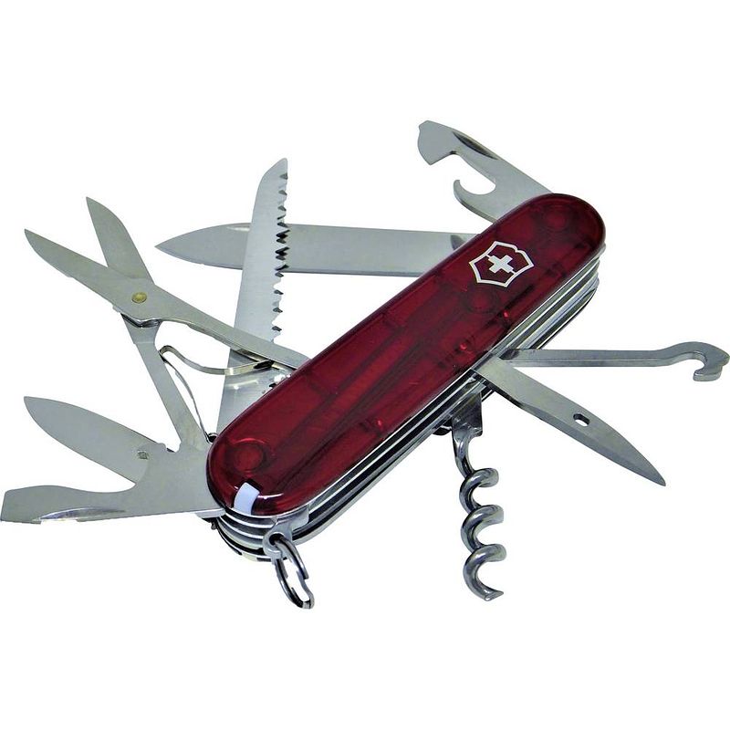 Foto van Victorinox huntsman 1.3713.t zwitsers zakmes aantal functies 15 rood (transparant)