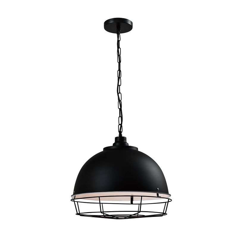 Foto van Quvio hanglamp rond met metal frame zwart - quv5131l-black