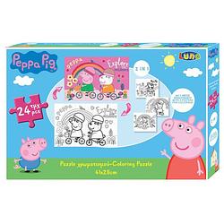 Foto van Luna kleurpuzzel 2-in-1 peppa pig meisjes 41 x 28 cm 4-delig