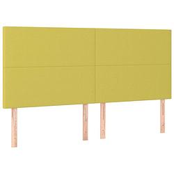 Foto van The living store klassiek hoofdbord - groen - 200 x 5 x 118/128 cm - stof - houten poten - verstelbare hoogte