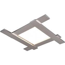 Foto van Led plafondlamp - plafondverlichting - trion balfy - 20w - warm wit 3000k - vierkant - mat nikkel - aluminium