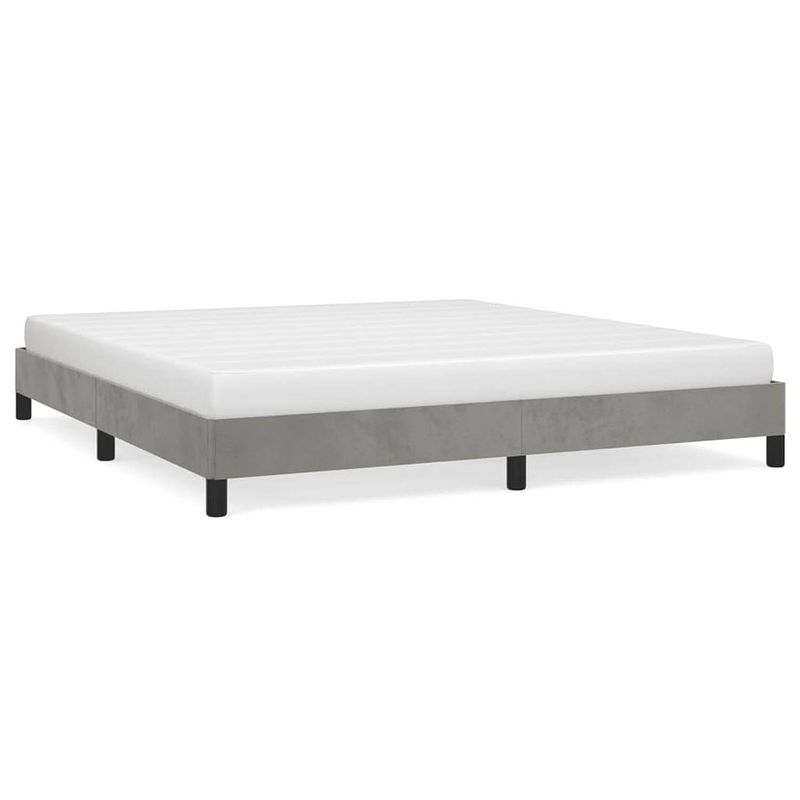 Foto van The living store bedframe fluweel lichtgrijs - 203 x 183 x 25 cm - ondersteunende poten - multiplex lattenbodem