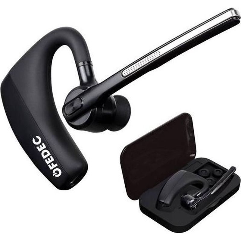 Foto van Fedec bluetooth headset k10 - oplaadstation - multi pairing - verstelbaar volume - zwart