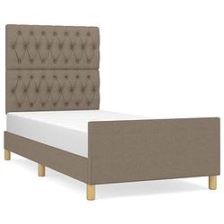 Foto van The living store bedframe - bedframe - 193 x 93 x 118/128 cm - taupe