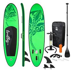 Foto van Opblaasbare stand up paddle board limitless, 308 x 76 x 10 cm, groen, incl. pomp en draagtas, gemaakt van pvc en eva