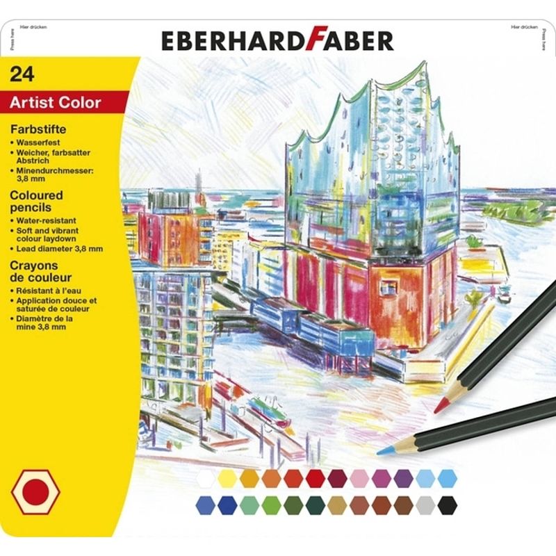 Foto van Kleurpotloden eberhard faber metaaletui a 24 stuks