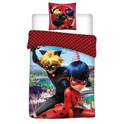 Foto van Miraculous dekbedovertrek ladybug en cat noir 140 x 200 cm