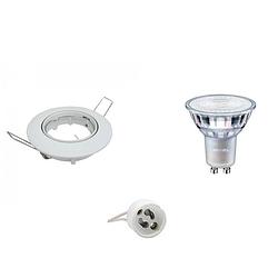 Foto van Led spot set - gu10 fitting - inbouw rond - glans wit - kantelbaar ø82mm - philips - master 927 36d vle - 4.9w - warm