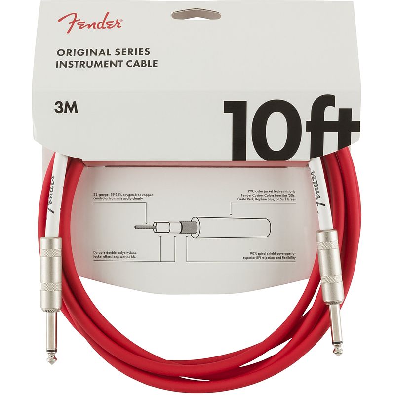 Foto van Fender original cables instrumentkabel 3m fiesta red