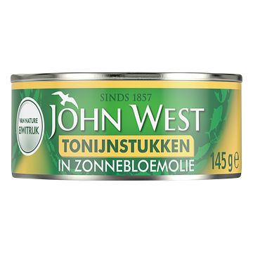 Foto van John west tonijnstukken in zonnebloemolie 145 gram bij jumbo