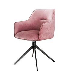 Foto van Giga meubel - eetkamerstoel velvet roze - zithoogte 48cm - draaibaar