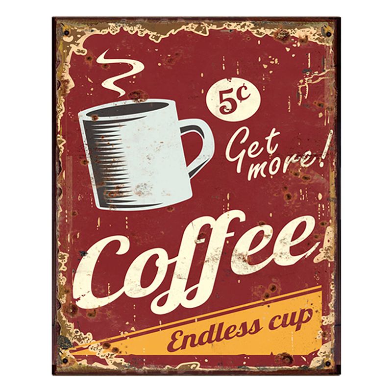 Foto van Clayre & eef tekstbord 25x33 cm rood ijzer coffee wandbord rood wandbord