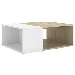 Foto van The living store salontafel - wit en sonoma eiken - 90x67x33 cm - 2 schappen