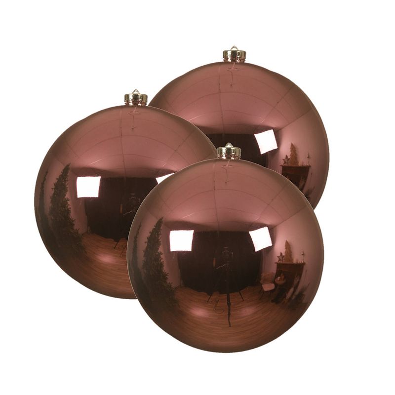 Foto van 3x stuks grote kunststof kerstballen lippenstift roze 14 cm glans - kerstbal