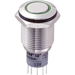 Foto van Tru components 701833 las2gqf-22e/g/12v/s/p vandalismebestendige druktoets 250 v/ac 3 a 2x aan/(aan) moment groen 1 stuk(s)