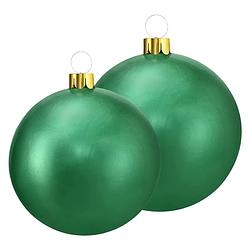 Foto van Grote opblaasbare decoratie kerstballen - 2x st - 45 en 65 cm - groen - opblaasfiguren