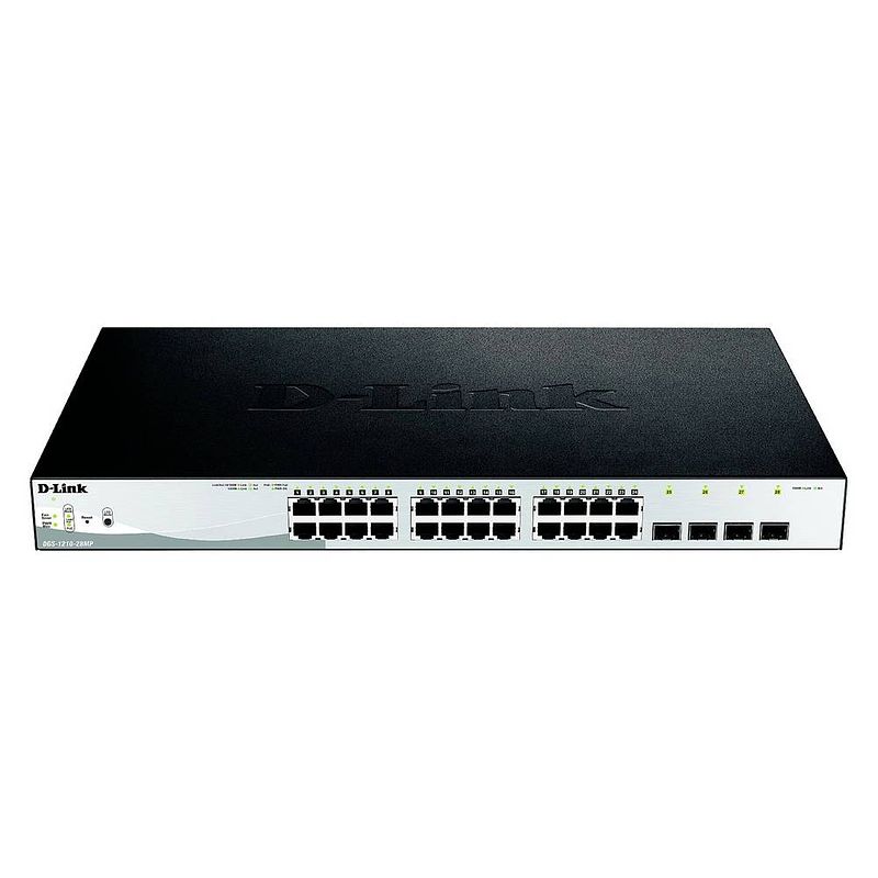 Foto van D-link dgs-1210-28mp/e netwerk switch rj45/sfp 24 + 4 poorten 56 gbit/s poe-functie