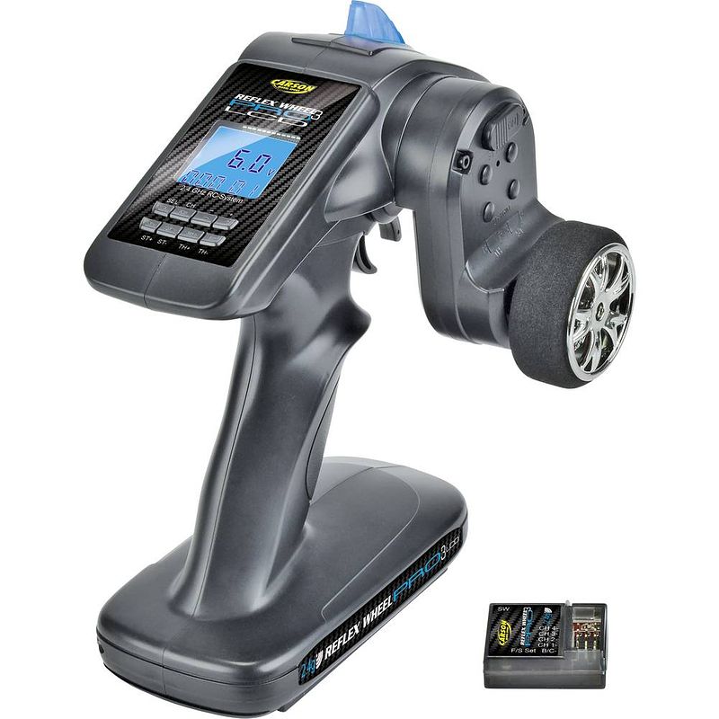 Foto van Carson modellsport reflex wheel pro iii lcd 2.4 ghz rc pistoolzender 2,4 ghz aantal kanalen: 3 incl. ontvanger