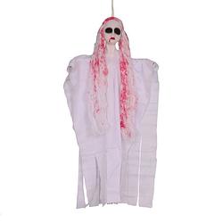 Foto van Halloween horror hangdecoratie spook/geest pop wit met bloed 50 cm - halloween poppen
