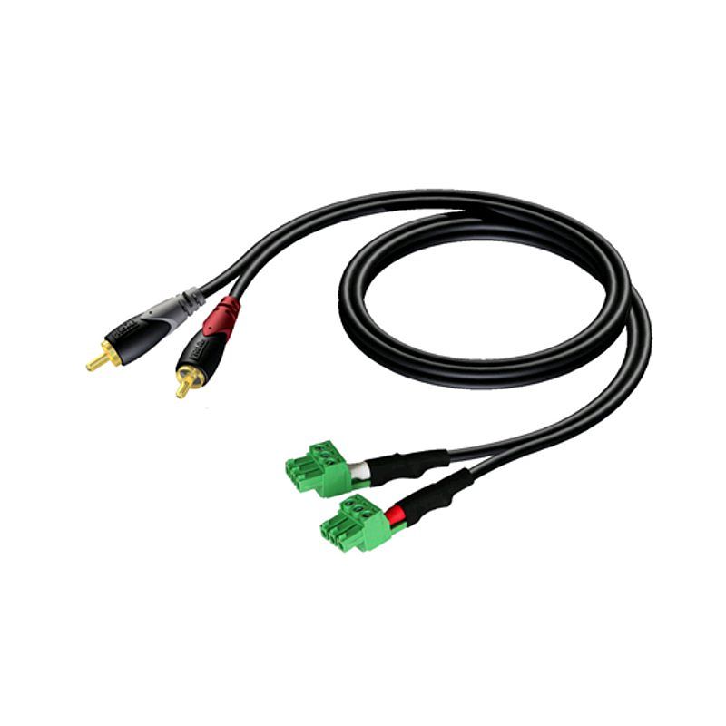 Foto van Procab cla832 classic 2x terminal block - 2x rca male 0.5 meter