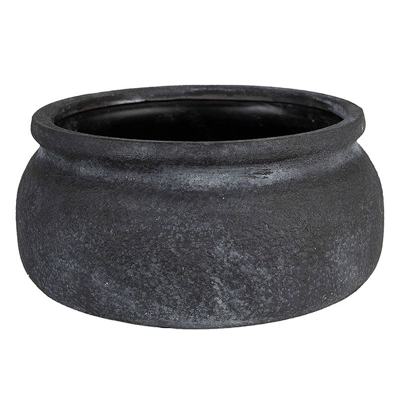 Foto van Clayre & eef bloempot ø 20x8 cm grijs keramiek rond bloempot binnen plantenpot plant pot grijs bloempot binnen