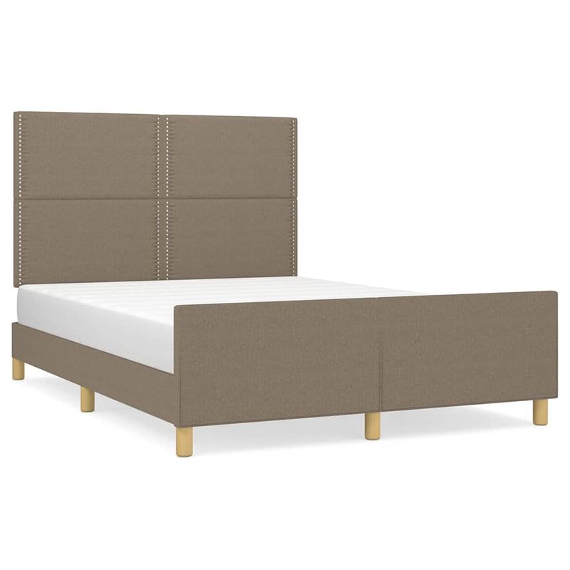 Foto van The living store bedframe - bedframes - 193 x 146 x 118/128 cm - stof - taupe