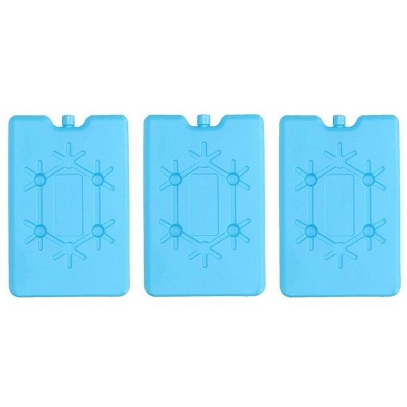 Foto van 3 stuks koelelementen fel blauw 16 cm - koelblokken/koelelementen voor koeltas/koelbox
