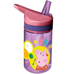 Foto van Peppa pig drinkfles/drinkbeker/bidon met drinktuitje - roze - kunststof - 400 ml - schoolbekers