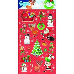 Foto van Funny products stickers christmas 20 x 10 cm rood 19 stuks