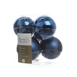 Foto van 3 stuks kerstbal glas glans-mat diameter 8cm nacht blauw ksd