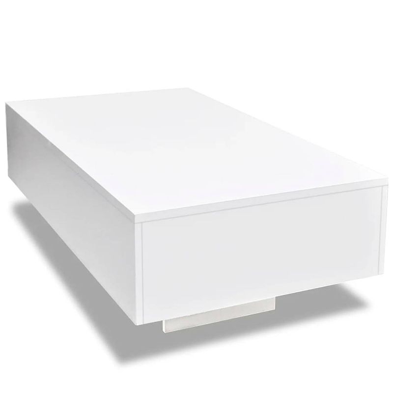 Foto van The living store salontafel - wit hoogglans - rechthoekig - 85x55x31 cm - mdf