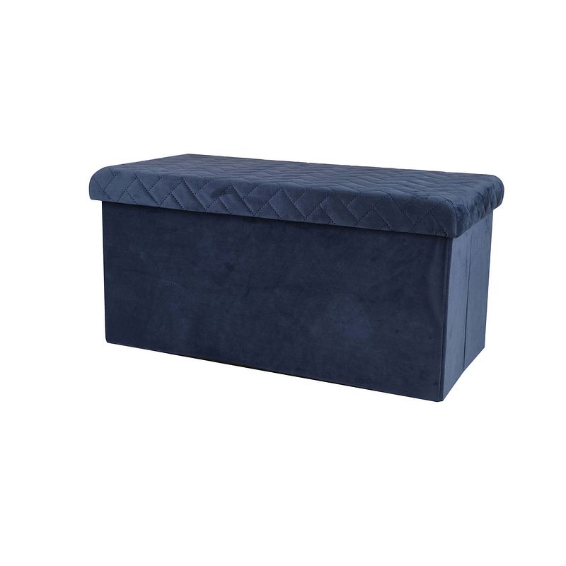 Foto van Gebor - opvouwbare opbergbank - opvouwbare hocker - velvet - 78cm - donkerblauw