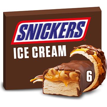 Foto van Snickers chocolade roomijs 6 stuks bij jumbo