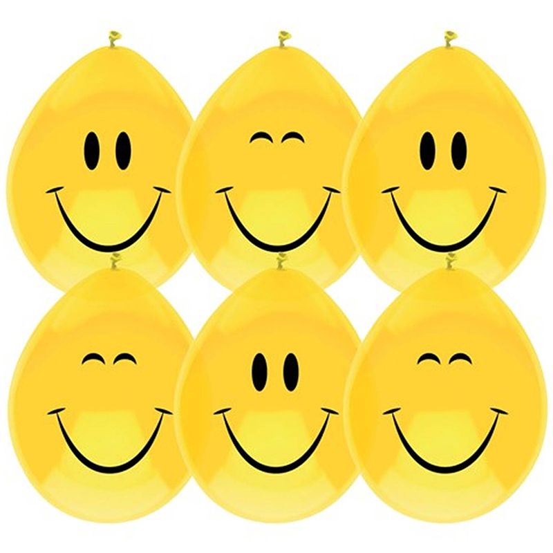 Foto van Ballonnen verjaardag smiley - geel - 12x stuks - 29 cm - ballonnen