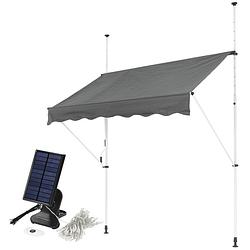 Foto van Ml-design klemluifel grijs, 200x120 cm, met led solar lichtketting 7m