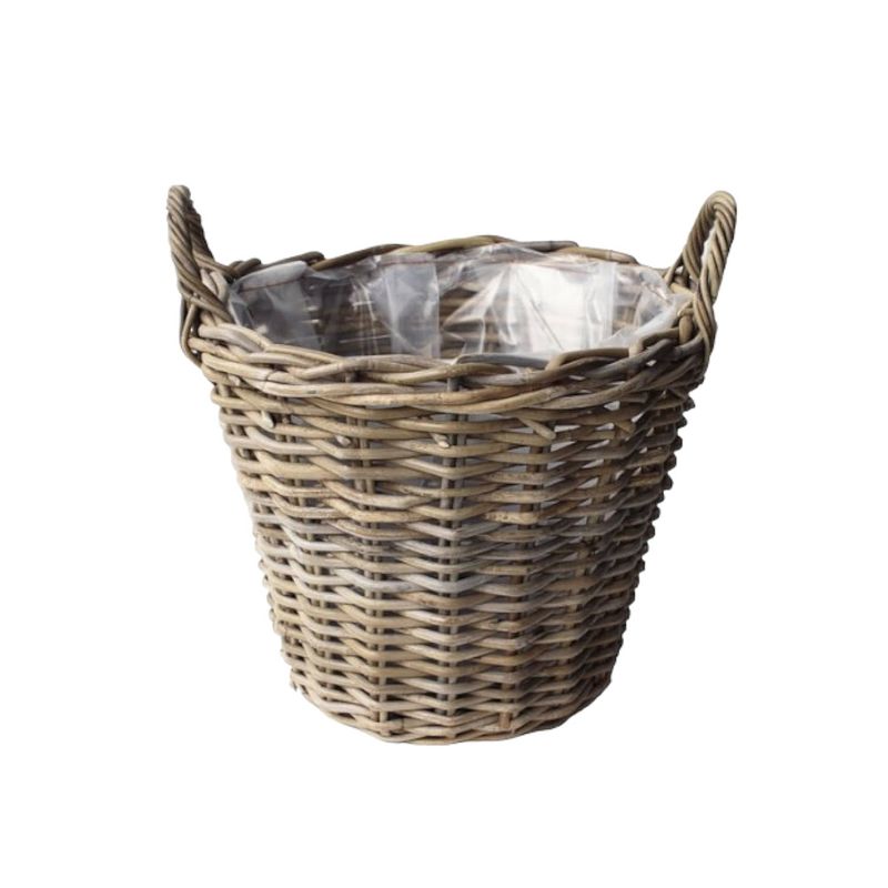 Foto van Mand rotan antique grey d25h19cm