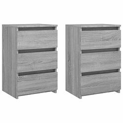 Foto van Vidaxl nachtkastjes 2 st 40x35x62,5 cm bewerkt hout grijs sonoma eiken