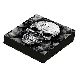 Foto van Halloween/horror schedel/doodshoofd servetten - 24x - zwart - papier - 33 cm - feestservetten