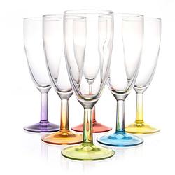 Foto van Set van 6x gekleurde champagne glazen 140 ml - champagneglazen