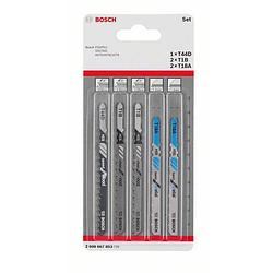 Foto van Bosch accessories 2608667853 decoupeerzaagblad-set wood and metal, 5-delig, dubbele nokschacht 5 stuk(s)