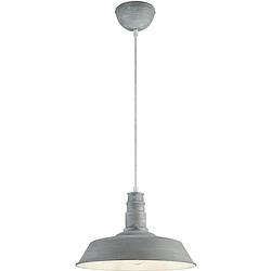 Foto van Led hanglamp - hangverlichting - trion wulo - e27 fitting - rond - beton - aluminium