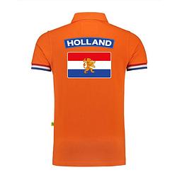 Foto van Holland fan polo t-shirt oranje luxe kwaliteit nederlandse vlag - 200 grams - heren s - feestshirts