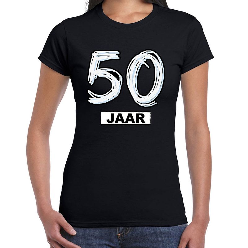 Foto van 50 jaar verjaardag cadeau t-shirt zwart voor dames 2xl - feestshirts