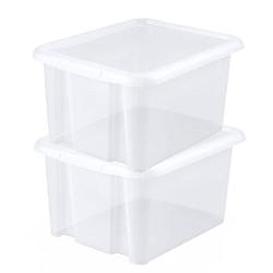 Foto van 2x stuks kunststof opbergboxen/opbergdozen wit transparant l44 x b36 x h25 cm stapelbaar - opbergbox