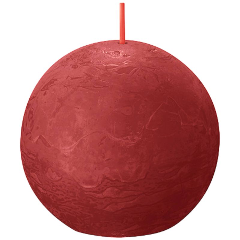 Foto van Bolsius rustieke kleine stompkaars boule ø7.6cm delicate red